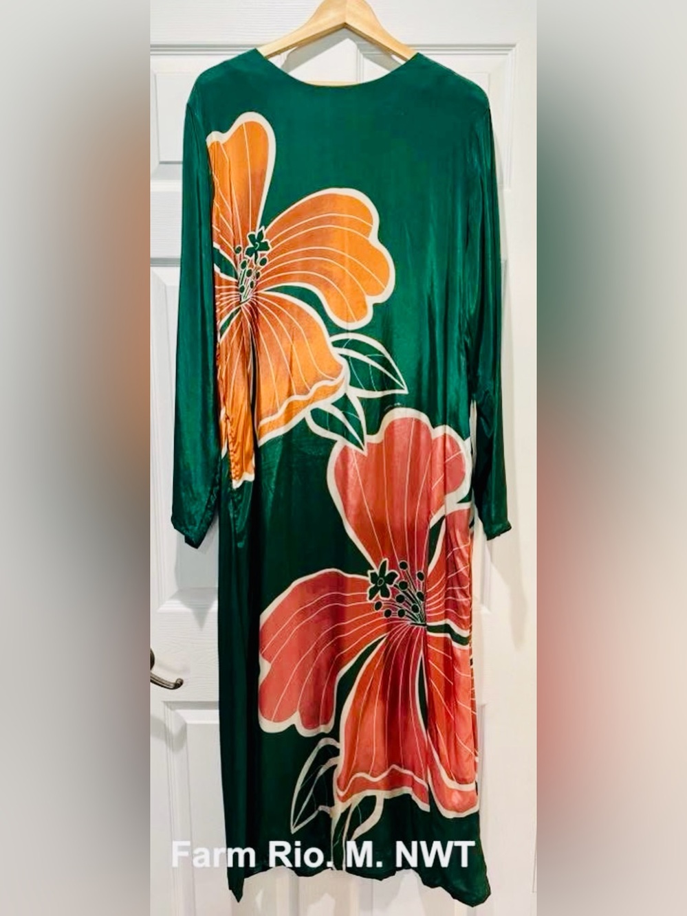 FARM Rio Green Maxi Dress with Orange and Pink Floral Print - Picture 4 of 4